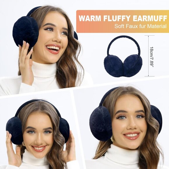 Winter Knitted Set Blue Women and Girls Hat Scarf Gloves Earmuffs Socks Warmer - Picture 3 of 7